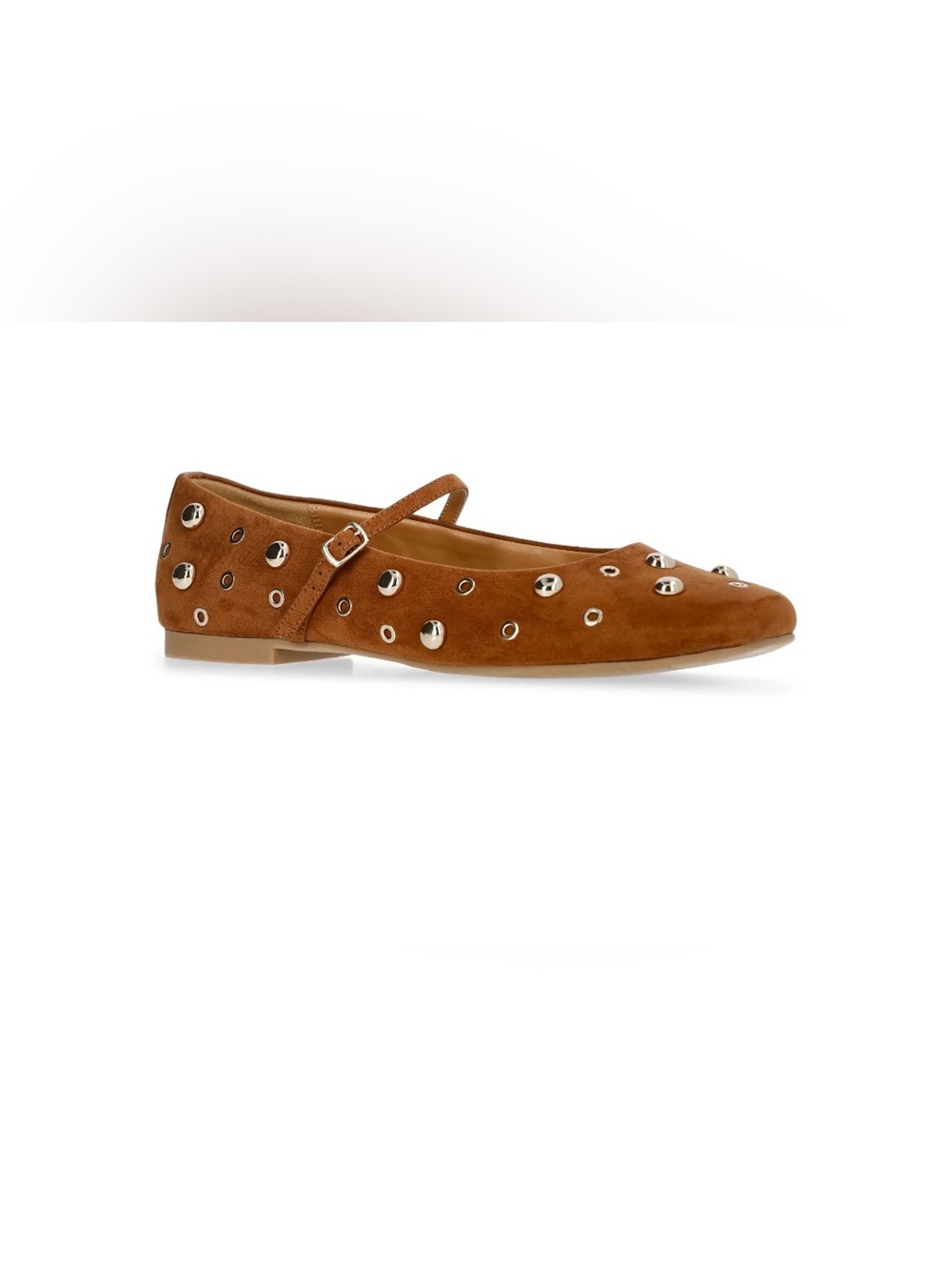 NWT Time and Tru Brown Cognac Studded Mary Jane Flat Faux suede - Picture 5 of 8